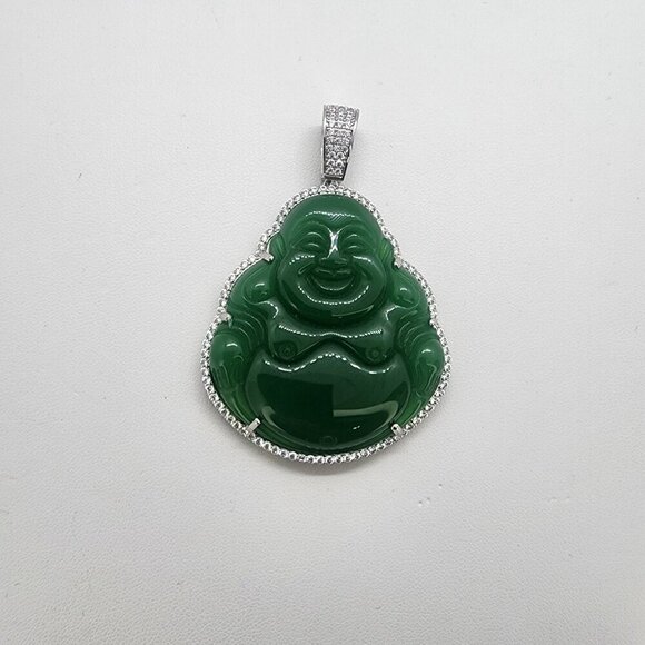 Brand New Jade Buddha Brass Pendant